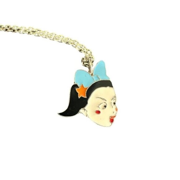 Vintage 90s Christian Dior Galliano Necklace Silver, Alice in Wonderland - Picture 2 of 8